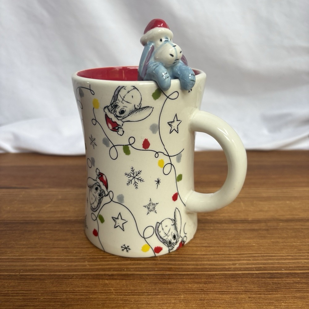 Disney Winnie the Pooh Eeyore Christmas Figural Mug Zrike Santa Hat Ceramic